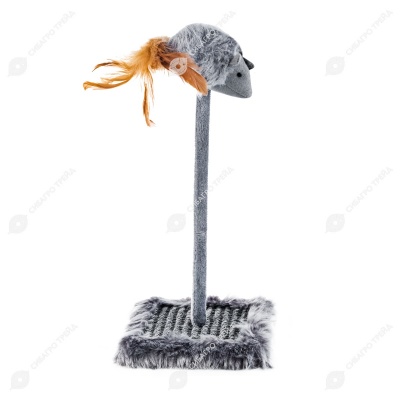 Игрушка-неваляшка WOGY Мышка-пищалка (8 * 5 см) мех с пером 11 см на пружинке 20 см