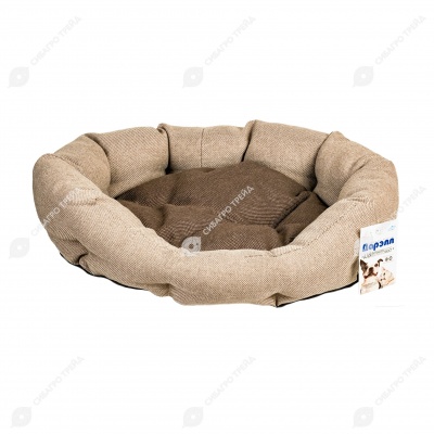 Лежанка ОБЛАКО-РОГОЖКА №4 овальная пухлая БЕЖЕВЫЙ (73 * 56 * 23 см), ДАРЭЛЛ