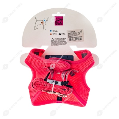 Шлейка-жилет WOGY с поводком, светоотражающими элементами, накопителем света (16 * 14 см) для собак, размер S