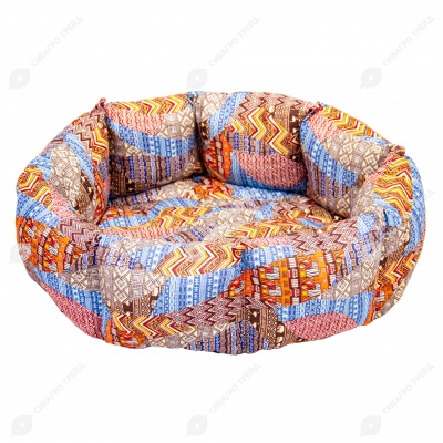 Лежанка овальная пёстрый бязь (50 * 40 * 18 см), BLACK CAT
