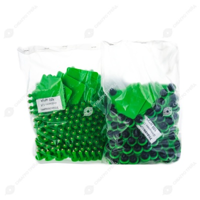 Бирка двойная СКС (61 * 80 мм) зеленая, металлический наконечник (под щипцы СКС с иглой), 100 шт