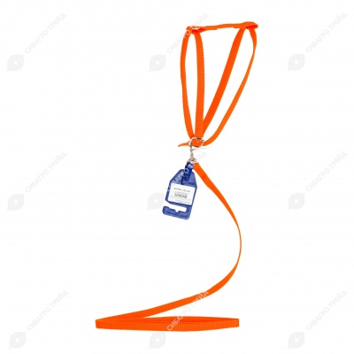 Комплект шлейка (ОШ до 25 см) и поводок (1,2 м), 1,2 см, ОРАНЖЕВЫЙ, ДАРЭЛЛ