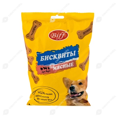 TITBIT лакомство бисквиты мясные три вкуса для собак всех пород, 200 г